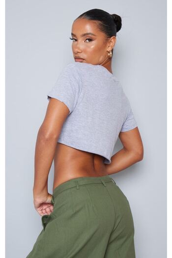 CLAYES Beverly Hills Printed Gray Oversize Crop Top