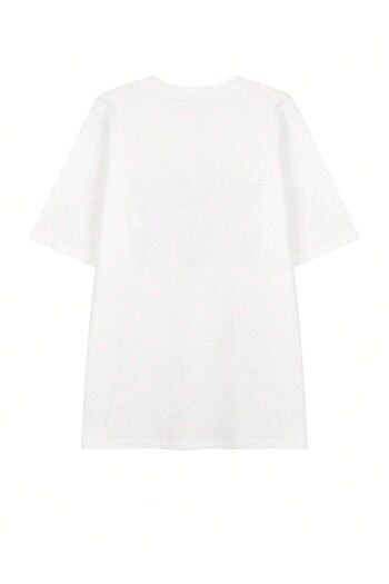 CLAYES Λευκό εμπριμέ Oversize T-Shirt Welenaga - Crew Neck, κοντό μανίκι