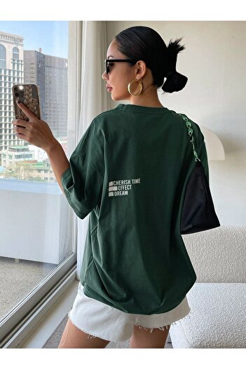 CLAYES Green Oversize Women's T-shirt - Printed