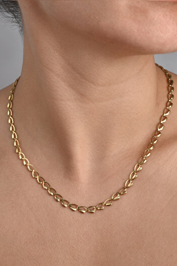 Nox Jewelry 14 Ayar Altın Kaplama İtalyan Gösterişli Arpa Zincir Kolye - NP00104