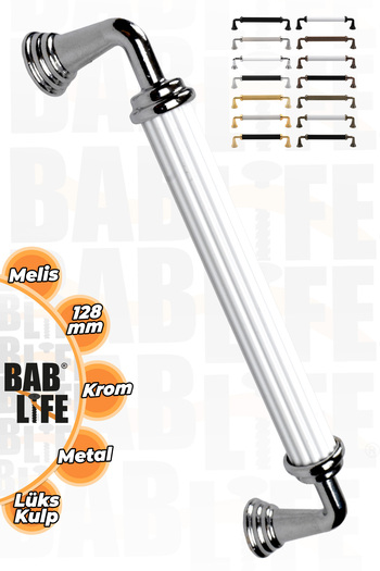 bablife Melis 128mm alb-crom metal de lux sertar dulap dulap mânere de mobilier cu toate opțiunile de culoare