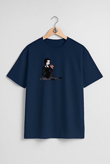 Bahriyeli Collection Oversize Wednesday Addams Morticia Addams Thing Drawing Chest Design Unisex T-Shirt