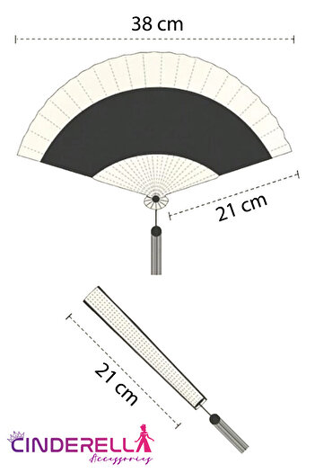 Cinderella Accessories Japon Çin Tarzı Çiçek Desenli Çanta Boy Ahşap Bambu El Yelpazesi 21cm Kırmızı Püsküllü Yelpaze