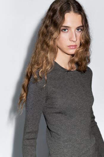 Massimo Dutti Ribbed knitted jumper with wool