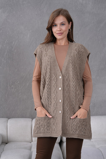 Lamierra Knitwear Wool Vest Super Battal Large Size