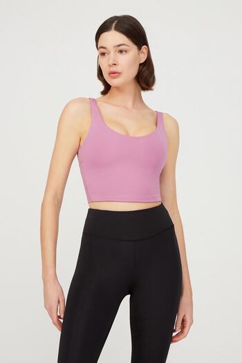 Los Ojos Lavanta Hafif Destekli Sırt Detaylı Kaplı Crop Top Büstiyer Cropped