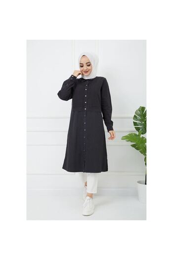 VELLICHOR Print Detailed Tunic Anthracite