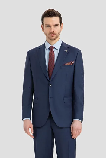 Sabri Özel Wool Blend Mono Collar Suit Light Navy Blue