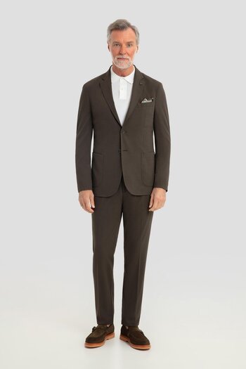 Sabri Özel Mono Collar Modal Blend Suit Dark Khaki