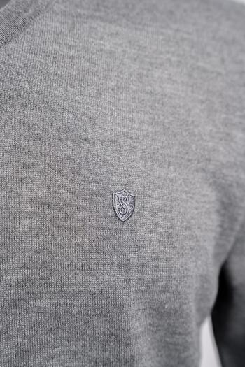 Sabri Özel V-Neck Long Sleeve Knitwear Sweater Dark Gray