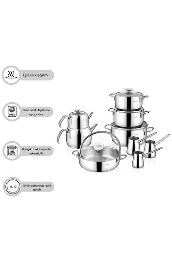 Amboss 93 Pieces Stainless Steel And Casting Fireproof Non-Stick Pot Cutlery Spoon Dowry Set