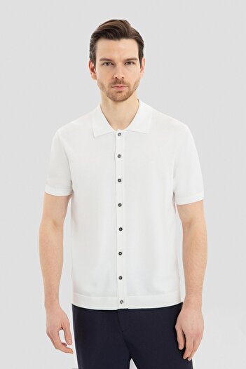 Sabri Özel Ecru Polo Neck T-Shirt
