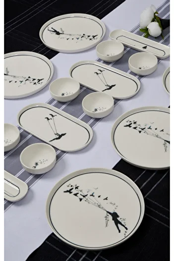 Farika Porselen Knot 16 Piece Porcelain Breakfast Set for 6