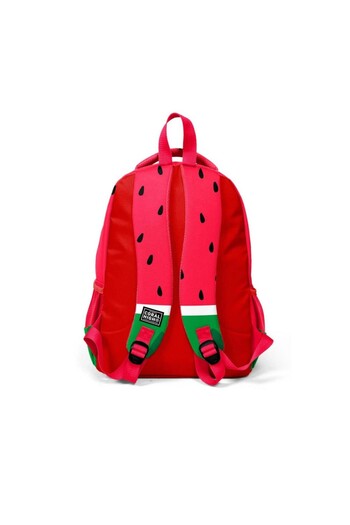 Coral High Red Green Watermelon Patterned Three Compartment School Backpack 14428