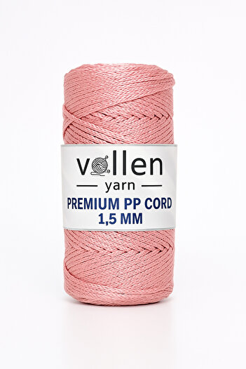 vollen yarn 1,5mm-150mt Πολυεστερικό νήμα μακραμέ, νήμα Supla, νήμα τσάντας, νήμα βραχιολιών, i Makrame, ροζ πούδρα