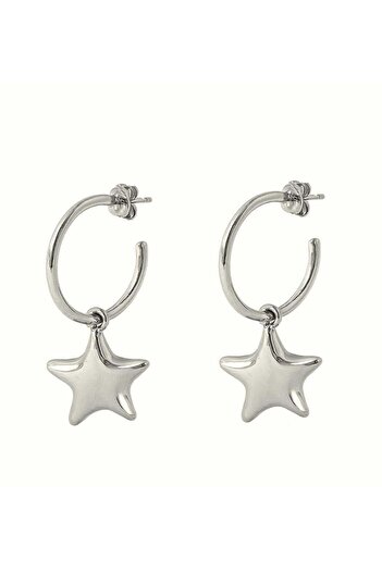 Welch Hoop Star Steel Earrings