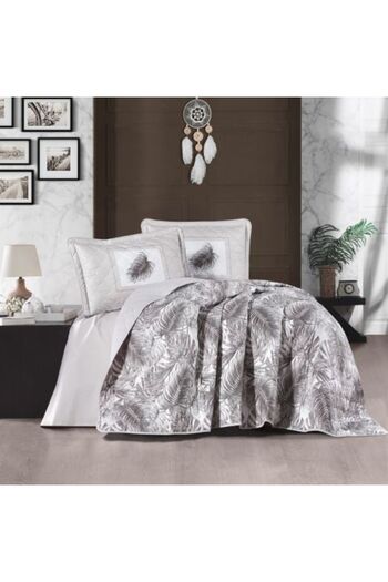 Clasy Quilted Double Bedspread, 240 x 260 cm and 2 Pillowcases 50 x 70 cm, Brown PUMA V 2