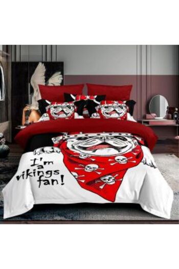 Ralex Finet 3D cotton bed linen 1 person 3 pieces 160 x 230 cm, Viking Puppies, White Red, Sulphur