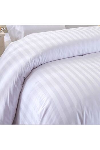 HomePuls Cearsaf de pilota 1 persoana Damasc Bumbac 100% tip Hotel cu dunga 1 cm, 140 x 220 cm, Alb
