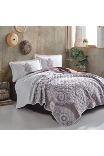 Clasy Quilted Double Bed Cover, 240 x 260 cm and 2 Pillowcases 50 x 70 cm, Red AZKA V 2