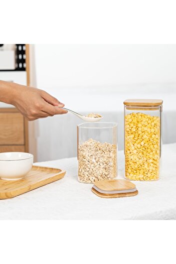 COOYA 4Pcs 1L Glass Storage Containers with Lids,Clear Food Storage Jar,for Cookie Tea Coffee Beans Spice