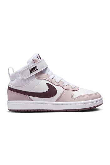 Nike Court Borough Mid 2 Hook-and-Loop Strap Closure Shoes - White/Platinum Violet/Burgundy Crush