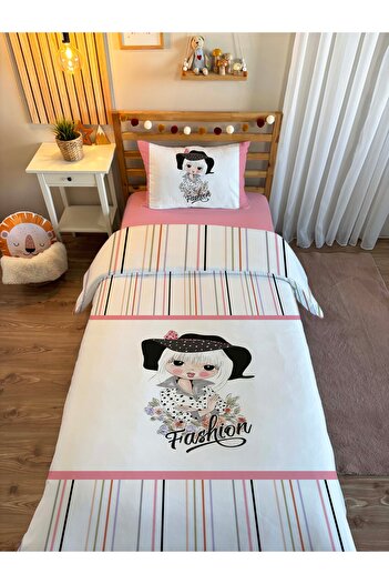 Evmila Double Sided Girl Patterned - Printed Single Duvet Cover Set