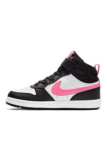 Nike Court Borough Mid 2 Elastic Lace Shoes - Black/Sunset Pulse/White