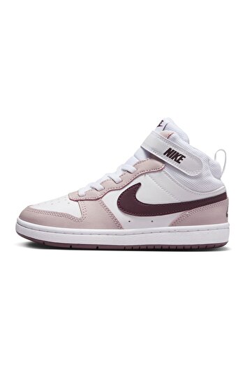 Nike Court Borough Mid 2 Hook-and-Loop Strap Closure Shoes - White/Platinum Violet/Burgundy Crush