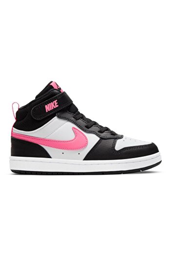 Nike Court Borough Mid 2 Elastic Lace Shoes - Black/Sunset Pulse/White