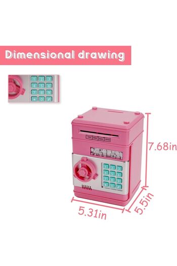 SUKILO Electronic ATM Money Bank for Kids, Digital Password Protected Safe Box with Coin Slot & Note