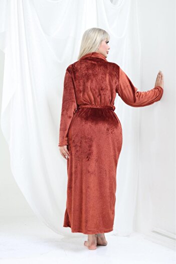 mervemoda Long Sleeve Fabric Full Length Dress with Pockets