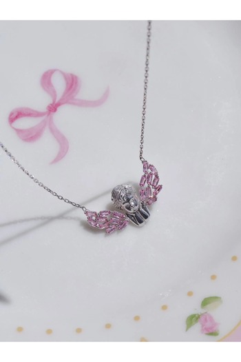 Reorah Collection Pink Diamond Angel 925 Gümüş Kolye