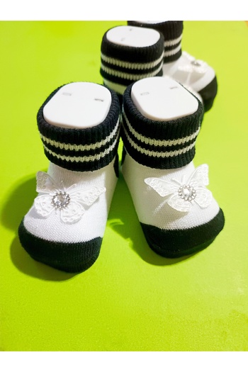 baby socks 4 Pieces Mannequin Butterfly Black and White Striped Fan Baby Socks