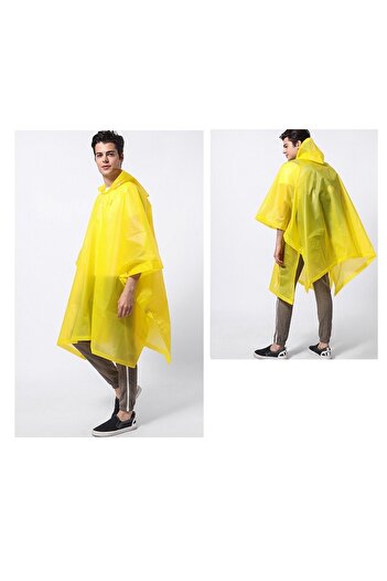 dalip Rain Poncho, Flippy, for Adults, EVA, Waterproof, Wind Resistant, Side Snap Buttons, 160 g, Yellow