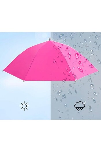 Flippy Head Umbrella, Flippy, Diameter 69 cm, Elastic Headband, UV/Rain Protection, Pink