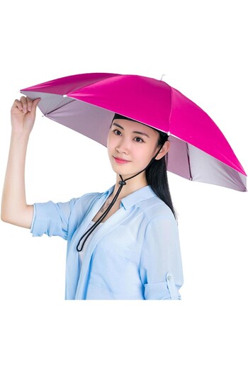 Flippy Umbrella, Diameter 69 cm, Adjustable Head Strap, UV/Rain Protection, Pink