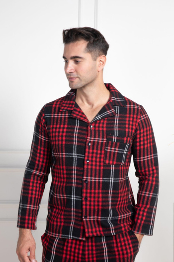 Mavelle Men's Plaid Large Size Winter Bottom Top Pajamas Suit 2950