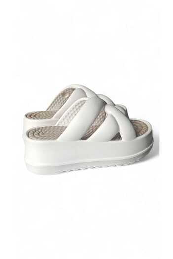 Beyond Women's Cream Cross Strap High Sole Eva Slippers 6.5cm Byndpcb01