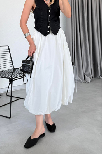 Suziş Büzgü Detail Poplin Balloon Skirt 4S5195