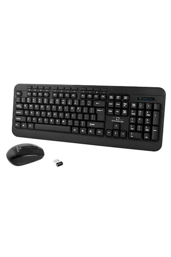 Titanium Wireless multimedia keyboard and mouse kit, 2.4 GHz, 1600 DPI, 3 buttons and scroll, Black, TCL-BBL3
