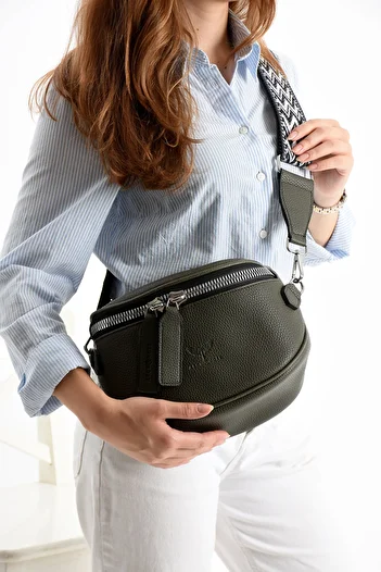archangel Women's Khaki Waist Bag Ethnic Pattern Strap