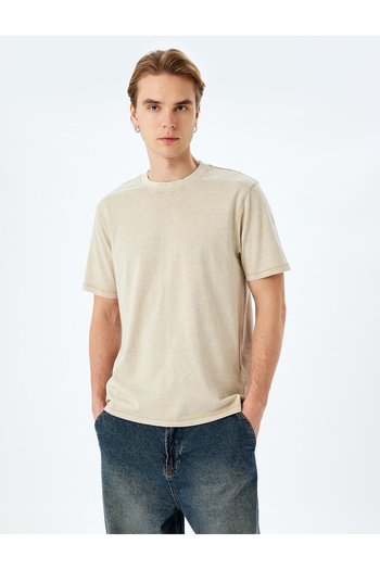 Koton Cotton Washed Regular Fit Short Sleeve Crew Neck T-Shirt