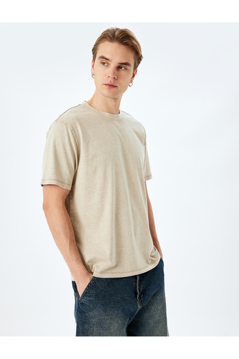 Koton Cotton Washed Regular Fit Short Sleeve Crew Neck T-Shirt
