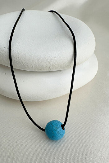Modex Round Wooden Bead Black String Necklace (40cm)