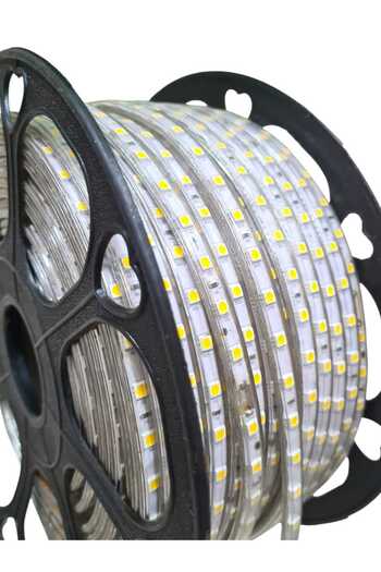 SDX Market Rolă de 100 m de furtun pentru bandă luminoasă SMD 5050, 6000 LED-uri, alb rece, cu alimentator inclus