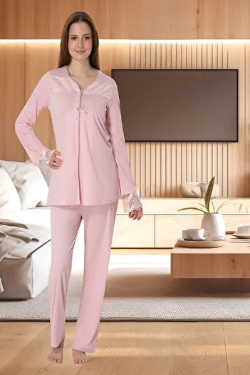Puerpera Effortt Pregnant Maternity Lace Long Sleeve Pajama Set 4082