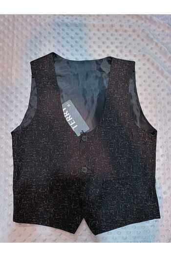 Terry Black Linen 3 Button Sport Vest