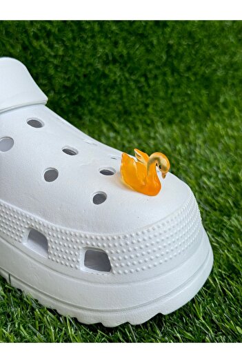 Crocs Shining in the Dark Swan Slipper Ornament/Three-Dimensional Swan Slipper Charm/Jibbtiz