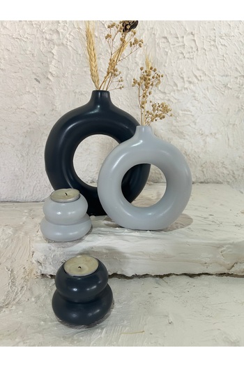 Zigzag Home Decorative Bohemian Style Ring Vase and Tealight Decorative Candle Holder Set Set Figurine